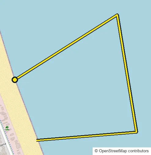 Swim course map for IRONMAN 70.3 Italy Emilia-Romagna: the official route drawn on an OpenStreetMap basemap