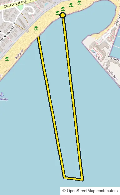Swim course map for IRONMAN 70.3 Mallorca: the official route drawn on an OpenStreetMap basemap