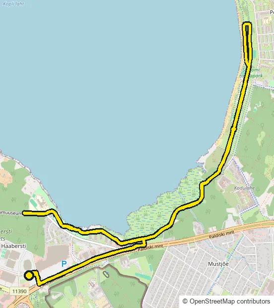 Run course map for IRONMAN 70.3 Tallinn: the official route drawn on an OpenStreetMap basemap