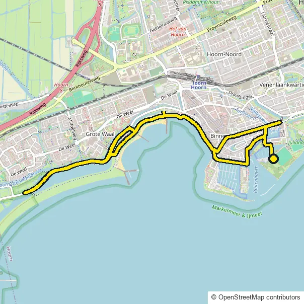 Run course map for IRONMAN 70.3 Westfriesland: the official route drawn on an OpenStreetMap basemap