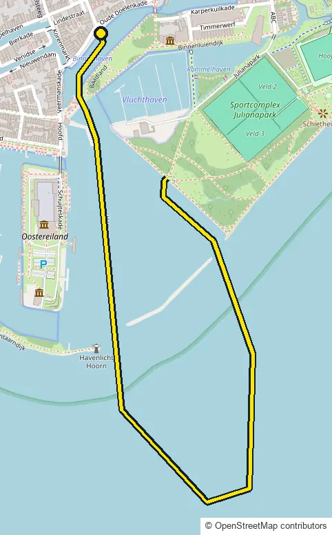 Swim course map for IRONMAN 70.3 Westfriesland: the official route drawn on an OpenStreetMap basemap