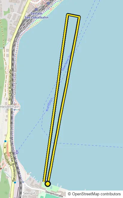 Swim course map for IRONMAN 70.3 Zell am See-Kaprun: the official route drawn on an OpenStreetMap basemap
