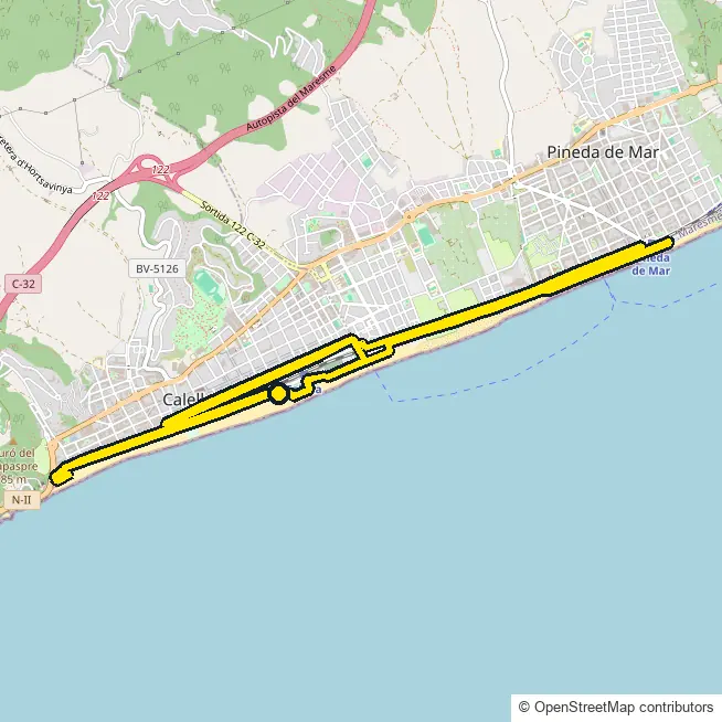 Run course map for IRONMAN Barcelona: the official route drawn on an OpenStreetMap basemap