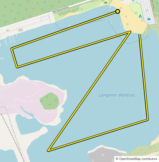 Swim course map for IRONMAN Frankfurt (European Championship): the official route drawn on an OpenStreetMap basemap