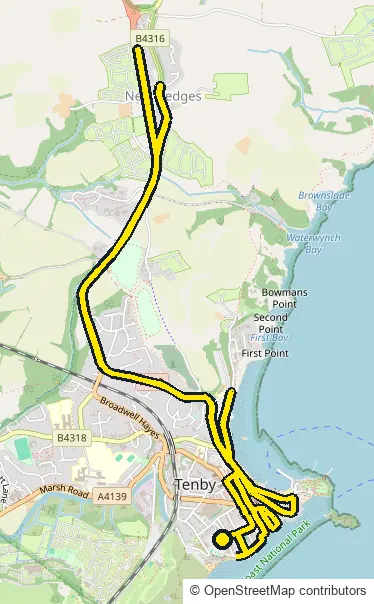 Run course map for IRONMAN Wales: the official route drawn on an OpenStreetMap basemap