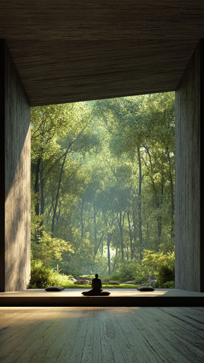 A still room looking out onto trees